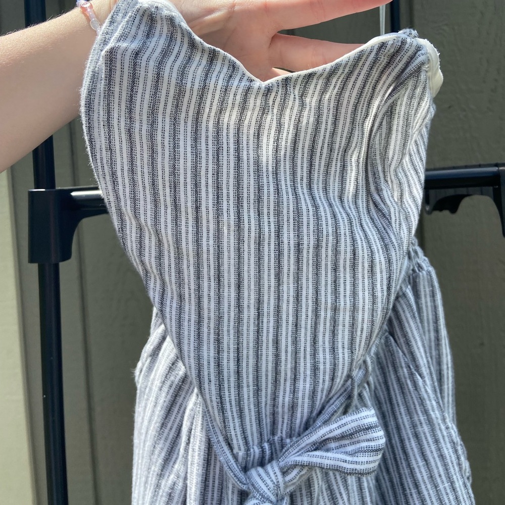 american eagle striped, strapless jumpsuit